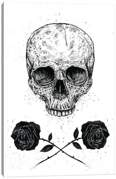 Skull 'n' Roses Canvas Art Print - Anti-Valentine's Day