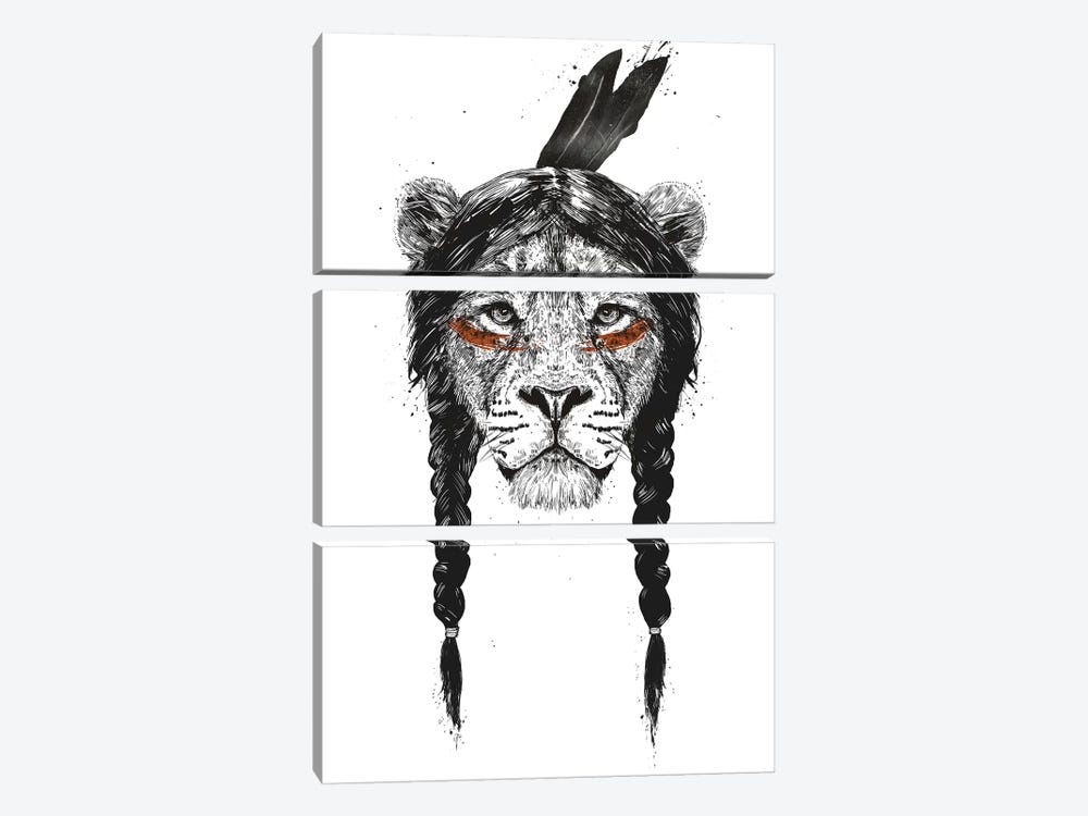 Warrior Lion by Balazs Solti 3-piece Canvas Print