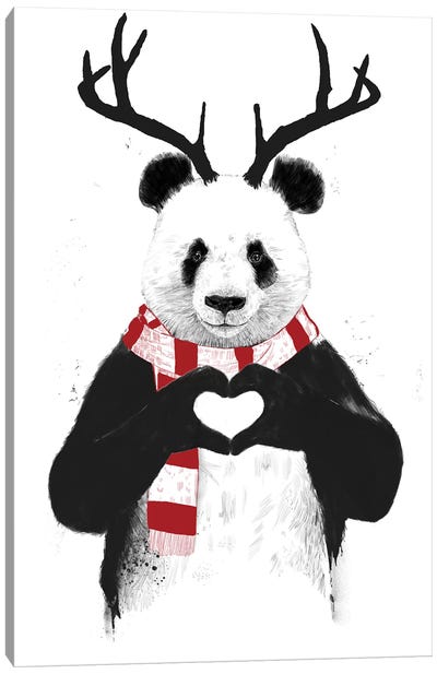 Xmas Panda Canvas Art Print - Warm & Whimsical