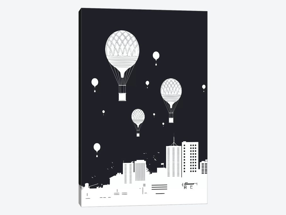 Balloons And The City Dark by Balazs Solti 1-piece Canvas Art