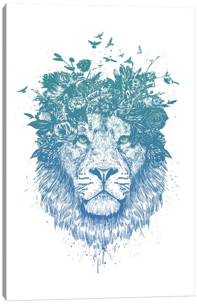 Floral Lion Canvas Art Print - Balazs Solti