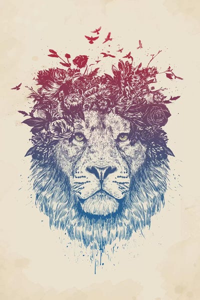 Floral Lion III by Balazs Solti art print
