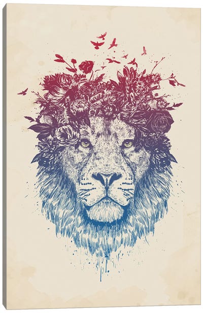 Floral Lion III Canvas Art Print - Balazs Solti