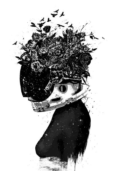 Black & White Florals: Hybrid Girl by Balazs Solti