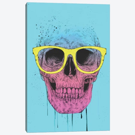 Pop Art Skull With Glasses Canvas Print #BSI179} by Balazs Solti Canvas Artwork