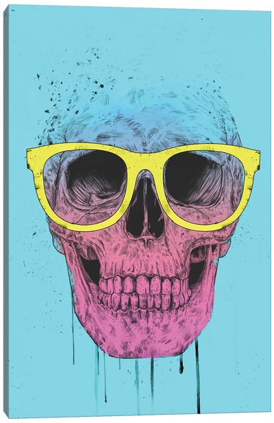 Pop Art Skull With Glasses Canvas Art Print - Balazs Solti