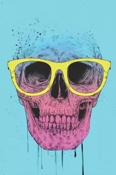 Skulls: Pop Art Skull With Glasses by Balazs Solti