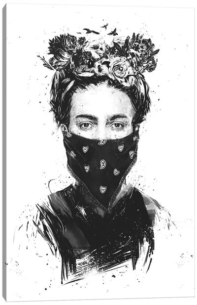 Rebel Girl Canvas Art Print - Black & White Pop Culture Art