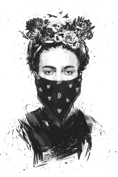 Black & White Pop Culture Art: Rebel Girl by Balazs Solti