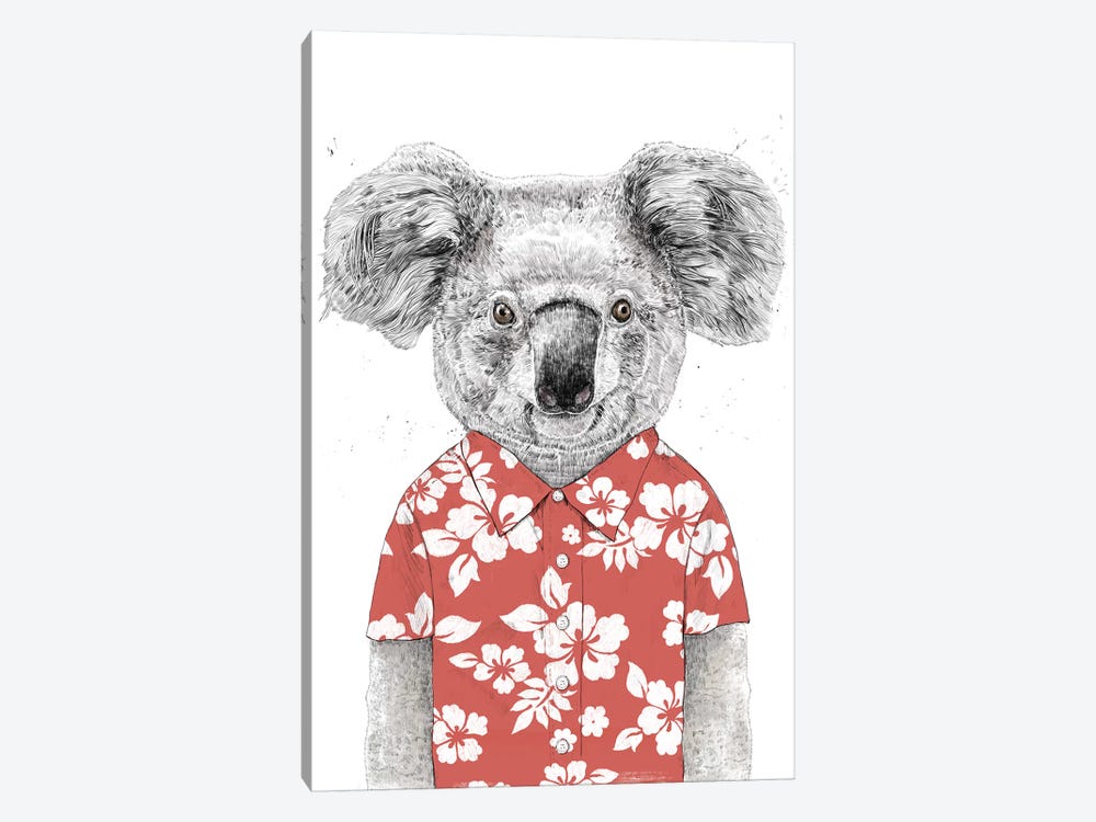 Summer Koala Red by Balazs Solti 1-piece Canvas Wall Art