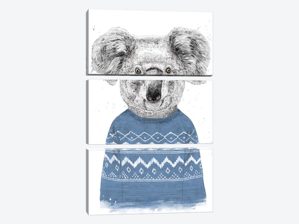 Winter Koala Blue by Balazs Solti 3-piece Canvas Artwork