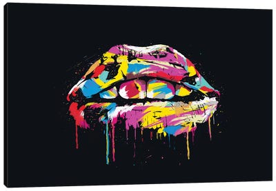 Colorful Lips Canvas Art Print - Expressive Street Art