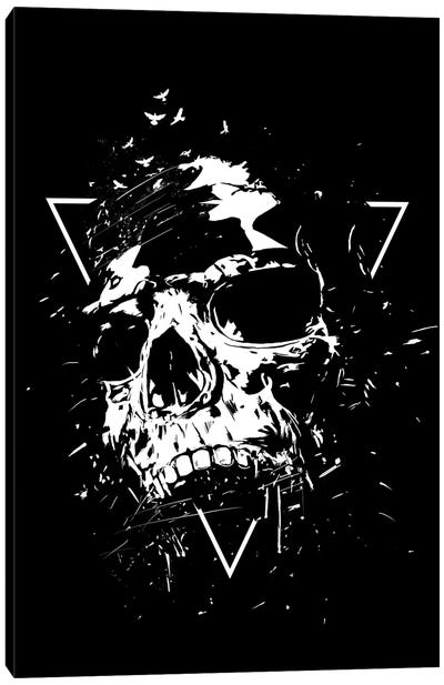 Skull X In Black And White Canvas Art Print - Balazs Solti