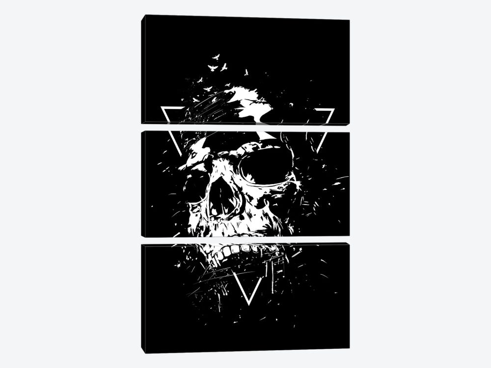 Skull X In Black And White by Balazs Solti 3-piece Canvas Art