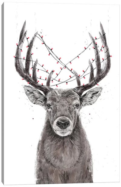 Xmas Deer Canvas Art Print - Naughty or Nice