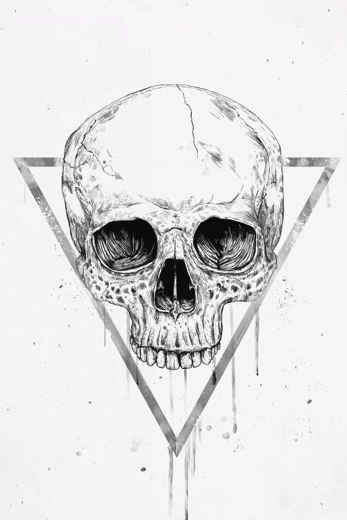 Skull In A Triangle Black & White by Balazs Solti wall art