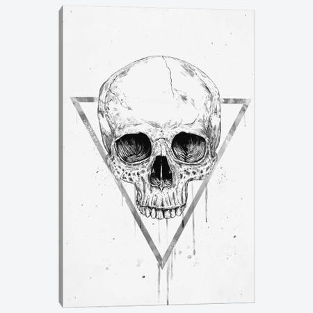 Skull In A Triangle Black & White Canvas Print #BSI215} by Balazs Solti Canvas Wall Art