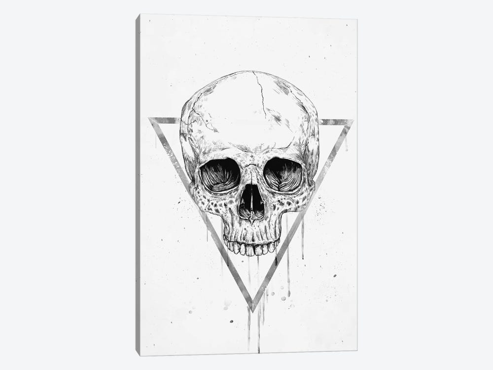 Skull In A Triangle Black & White by Balazs Solti 1-piece Canvas Print