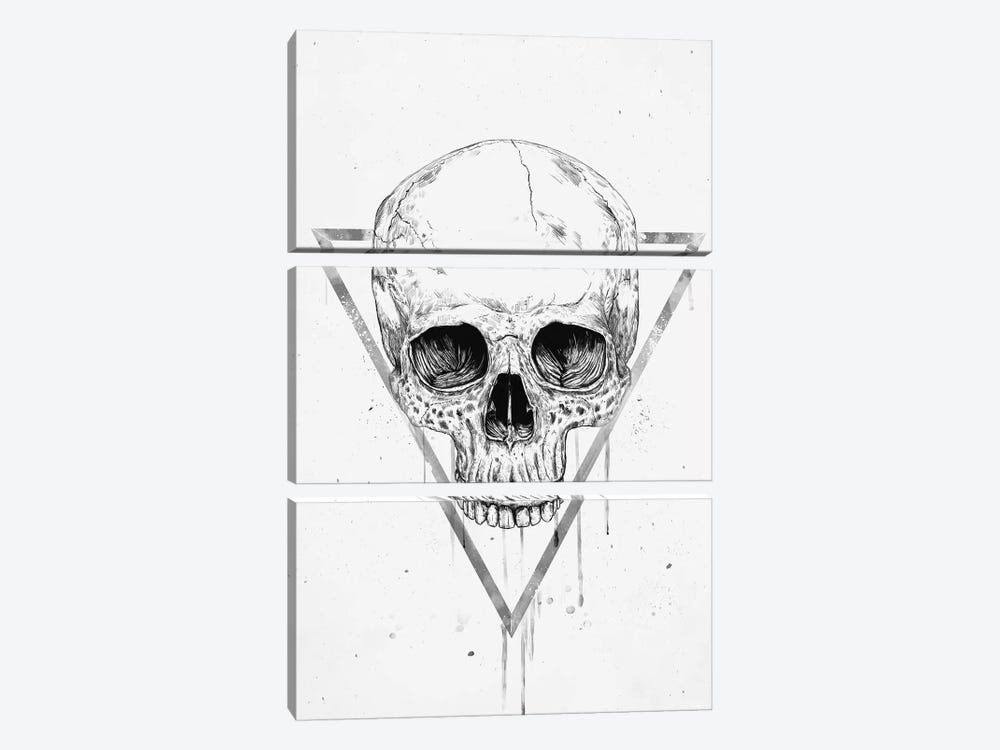 Skull In A Triangle Black & White by Balazs Solti 3-piece Art Print