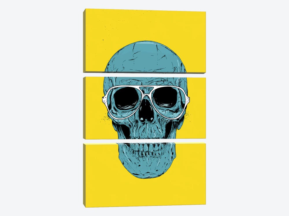 Blue Skull by Balazs Solti 3-piece Art Print
