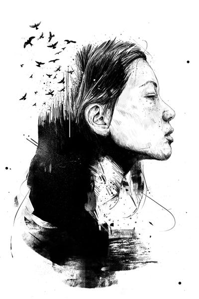 Open Your Mind Black And White by Balazs Solti art print