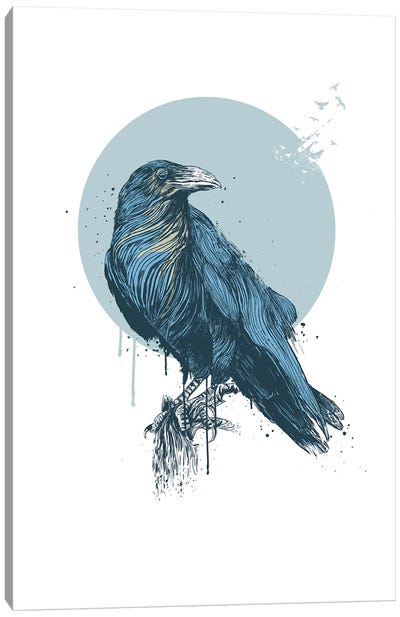 Blue Crow Canvas Art Print - Crow Art
