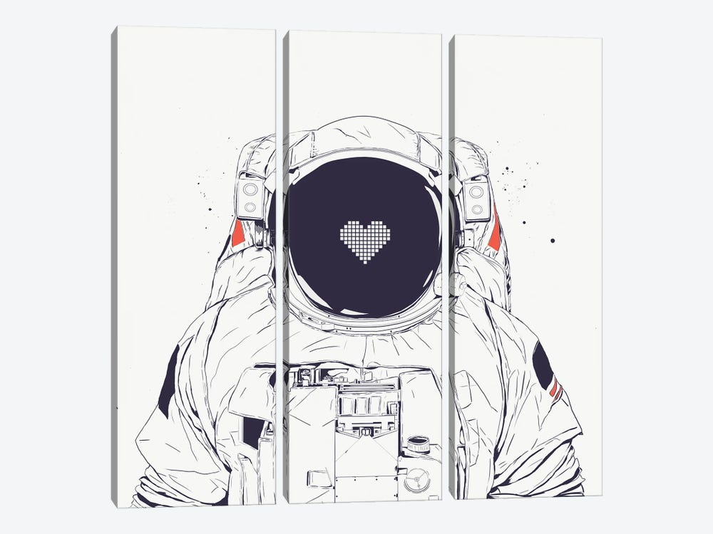 Astronaut Love by Balazs Solti 3-piece Canvas Print