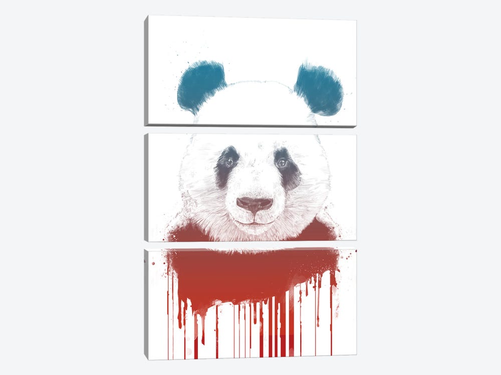 Graffiti Panda II by Balazs Solti 3-piece Canvas Art Print