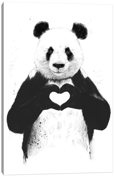 All You Need Is Love Canvas Art Print - Black & White Graphics & Illustrations