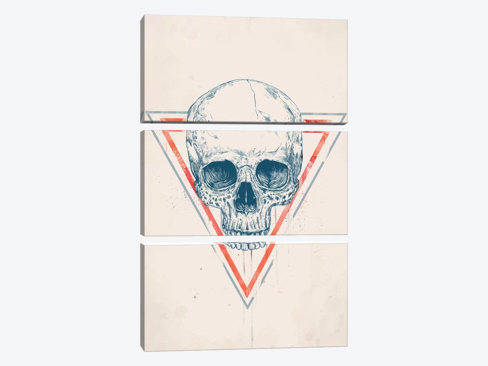 Skull In Triangles by Balazs Solti 3-piece Canvas Art Print