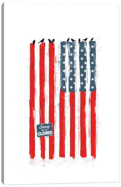 Sorry We're Closed Canvas Art Print - American Flag Art