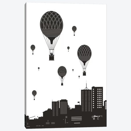 Balloons And The City Canvas Print #BSI31} by Balazs Solti Canvas Wall Art