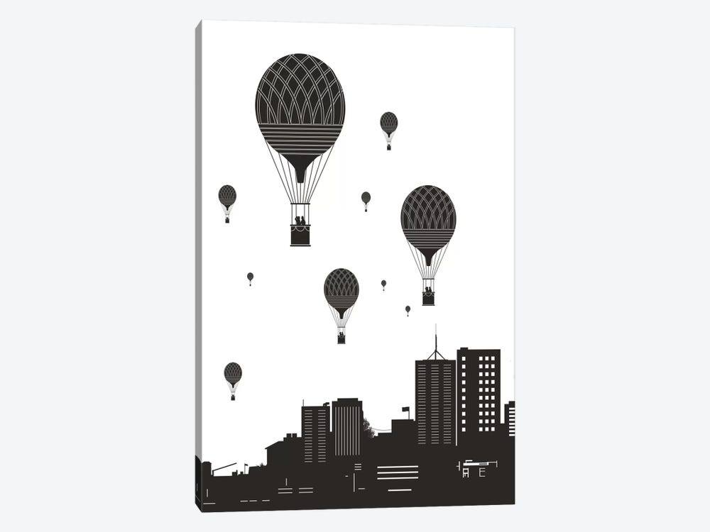 Balloons And The City by Balazs Solti 1-piece Canvas Art