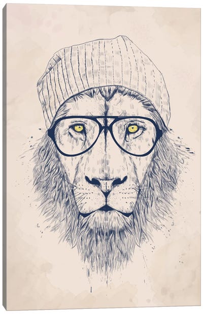 Cool Lion Canvas Art Print - Hipster Art