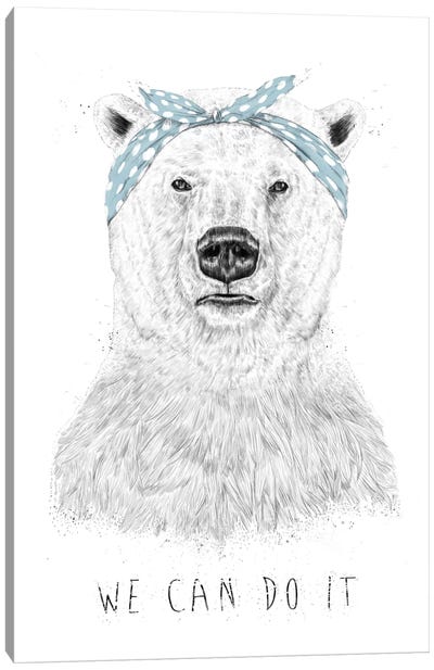 We Can Do It Canvas Art Print - Polar Bear Art