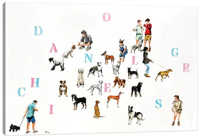 Dogs And Children Canvas Art Print - Bogdan Shiptenko
