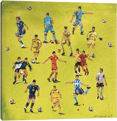 Football Players Canvas Art Print - Soccer Art
