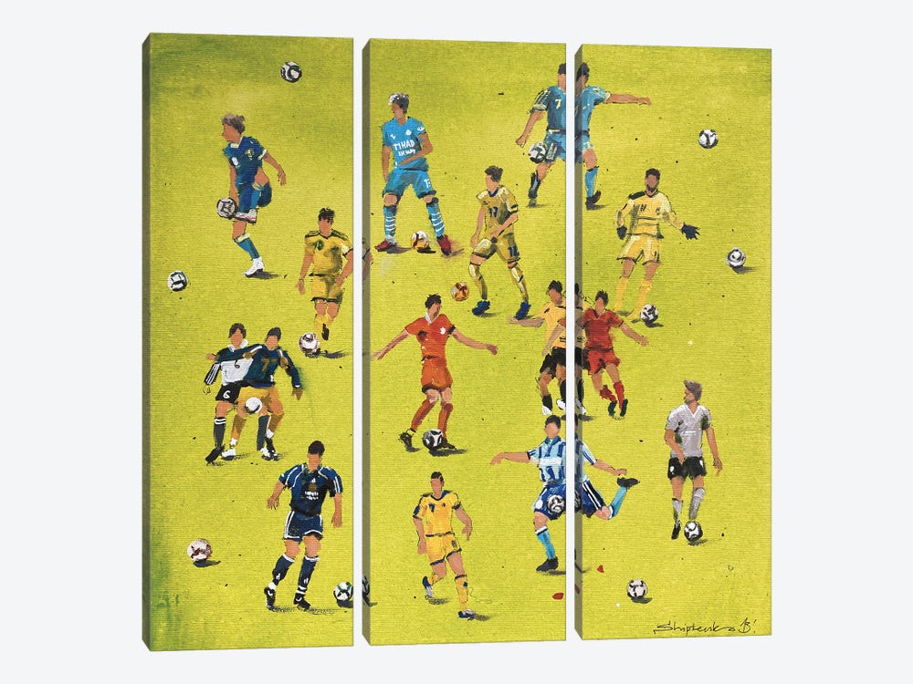 Football Players by Bogdan Shiptenko 3-piece Canvas Art Print