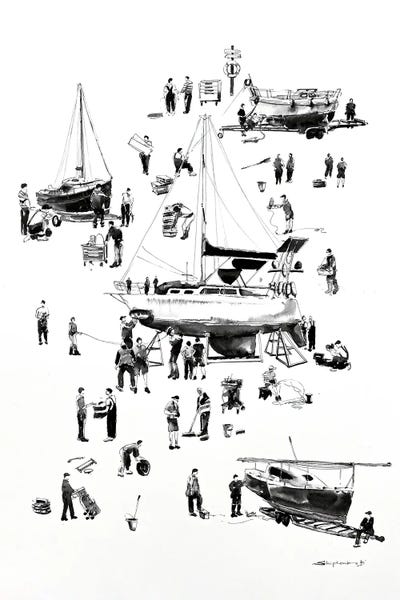At The Yacht Club by Bogdan Shiptenko multi panel art