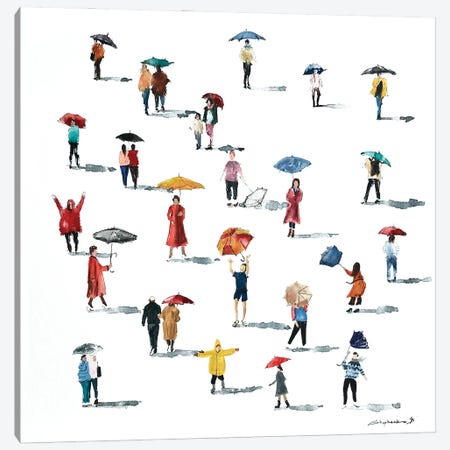 People With Umbrellas Canvas Print #BSK33} by Bogdan Shiptenko Canvas Art