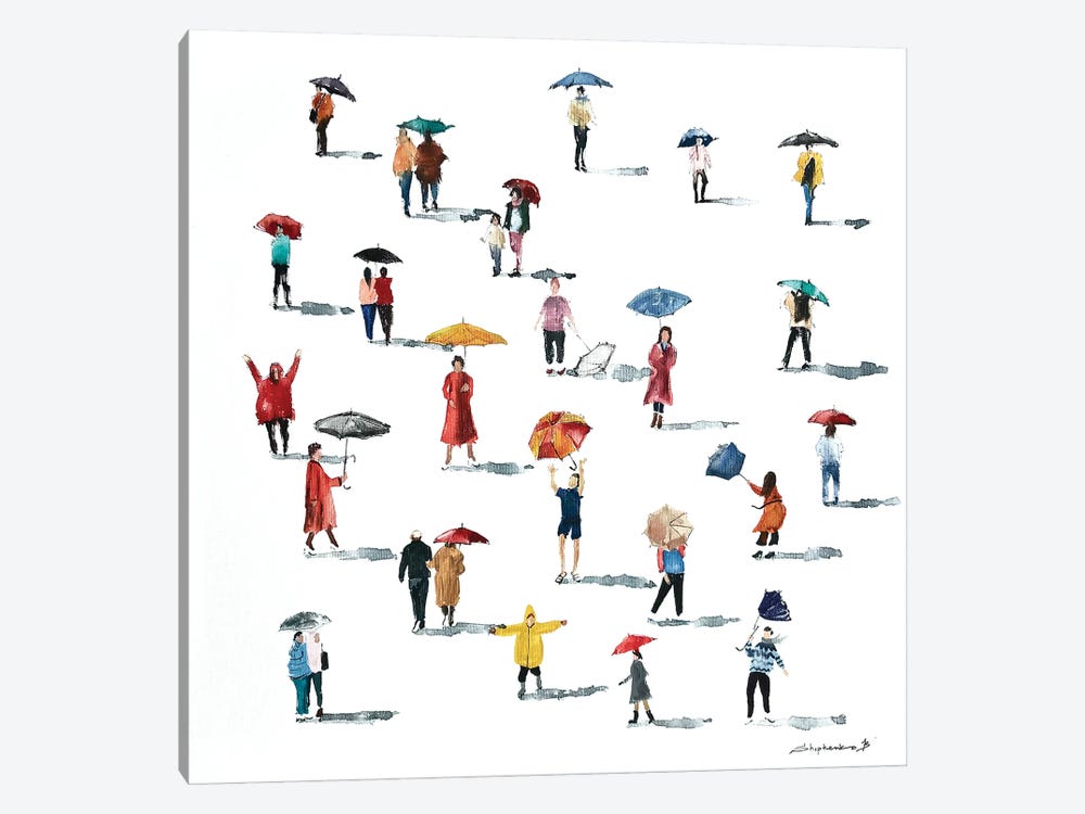 People With Umbrellas by Bogdan Shiptenko 1-piece Art Print