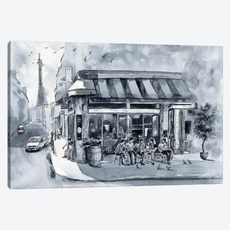 Paris Cafe Canvas Print #BSK35} by Bogdan Shiptenko Canvas Art Print