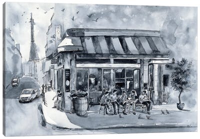 Paris Cafe Canvas Art Print - Bogdan Shiptenko