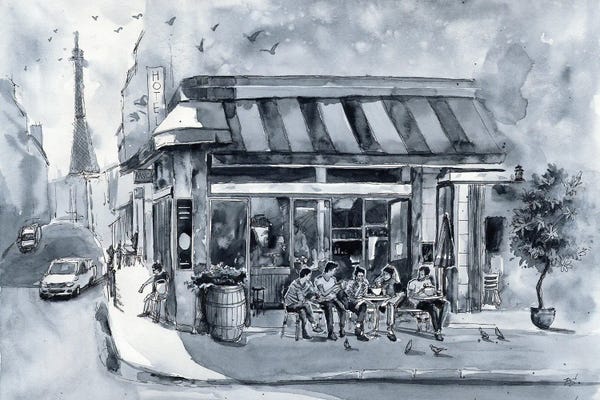 Fine Art Print: Paris Cafe by Bogdan Shiptenko