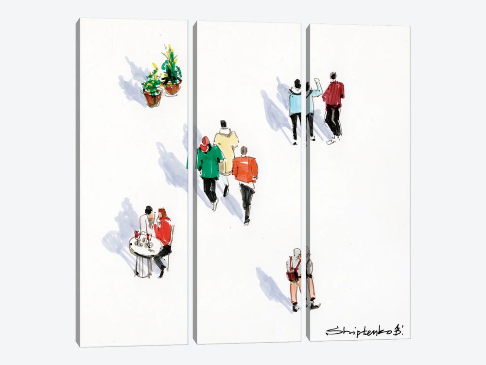 Walks Tryptych I by Bogdan Shiptenko 3-piece Canvas Artwork
