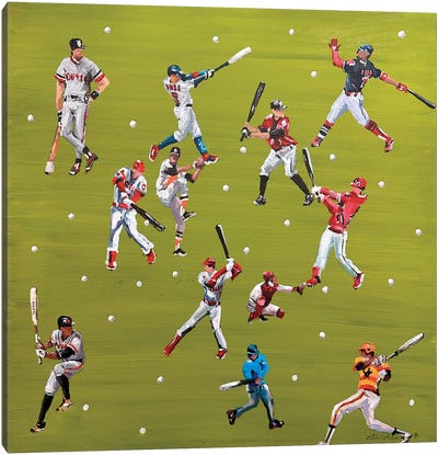 Baseball Players Canvas Art Print - Baseball Art