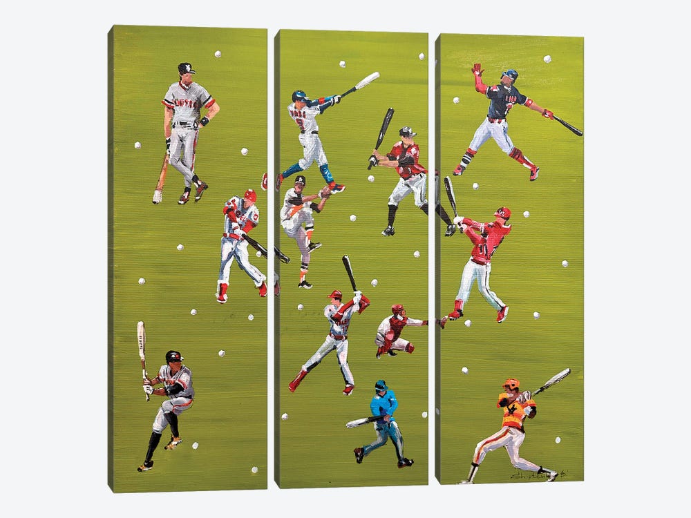 Baseball Players by Bogdan Shiptenko 3-piece Canvas Art Print