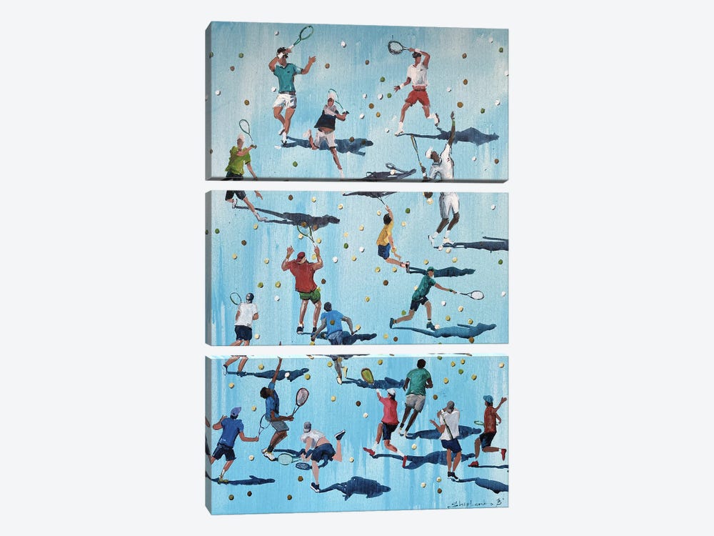 Tennis Players by Bogdan Shiptenko 3-piece Canvas Print
