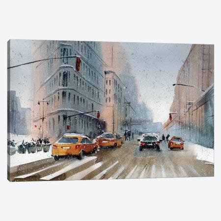 New York Taxi Canvas Print #BSK67} by Bogdan Shiptenko Canvas Art