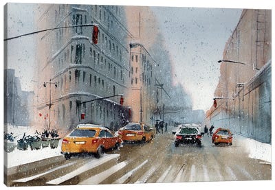 New York Taxi Canvas Art Print - Bogdan Shiptenko